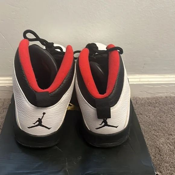 Jordan 10’s Size 10.5 White Black & Red